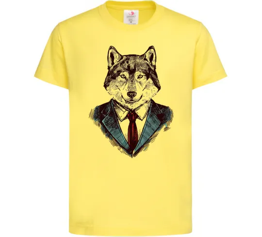 Детская футболка Вовк в краватці Лимонный фото