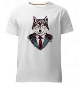 Мужская премиум футболка Alpha wolf Черный фото