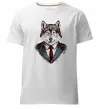 Чоловіча преміум футболка Вовк в краватці Білий фото