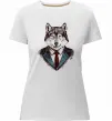 Женская премиум футболка Вовк в краватці Белый фото