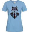 Женская футболка Вовк в краватці Голубой фото