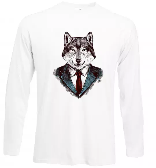 Лонгслив Вовк в краватці Белый фото