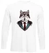 Лонгслив Вовк в краватці Белый фото