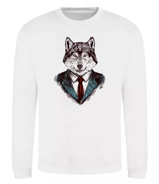 Свитшот Вовк в краватці Белый фото