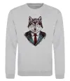 Свитшот Вовк в краватці Серый меланж фото