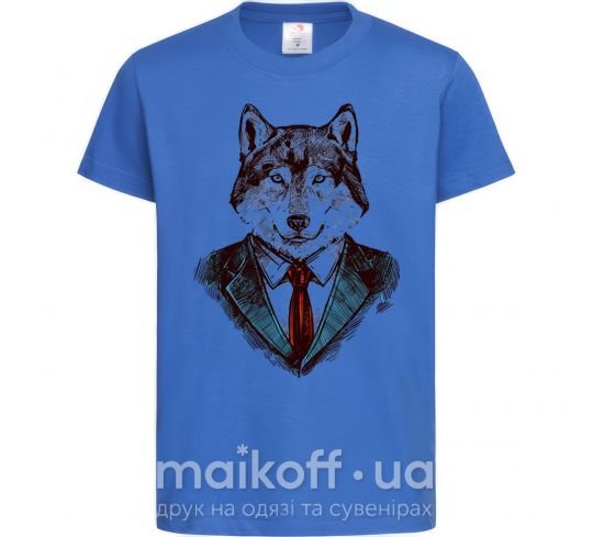 Дитяча футболка Волк в галстуке Яскраво-синій фото