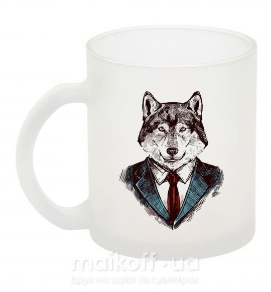 Чашка скляна Волк в галстуке Фроузен фото