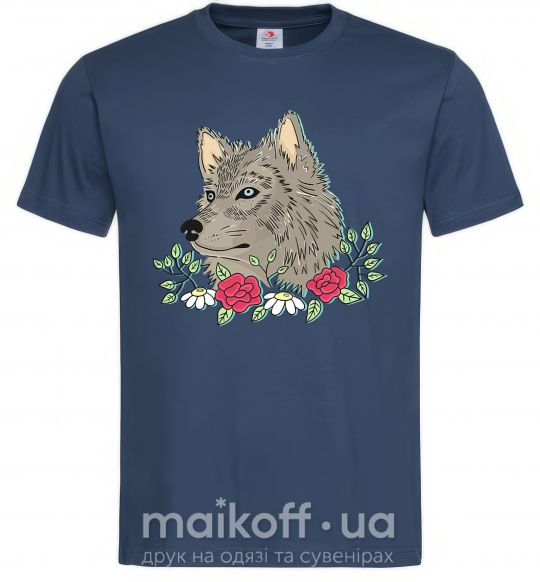 Чоловіча футболка Волк в цветах Темно-синій фото
