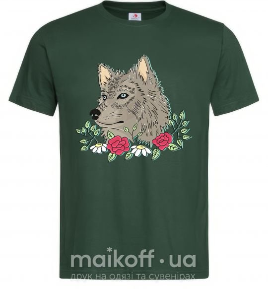 Чоловіча футболка Волк в цветах Темно-зелений фото