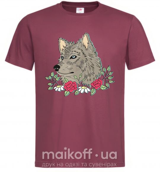 Мужская футболка Волк в цветах Бордовый фото