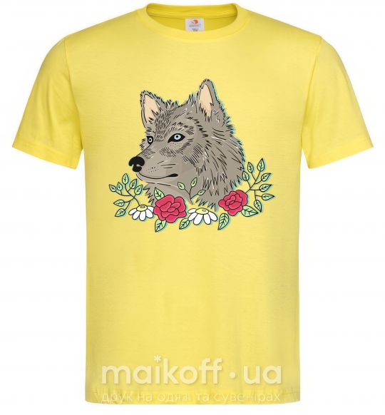 Чоловіча футболка Волк в цветах Лимонний фото