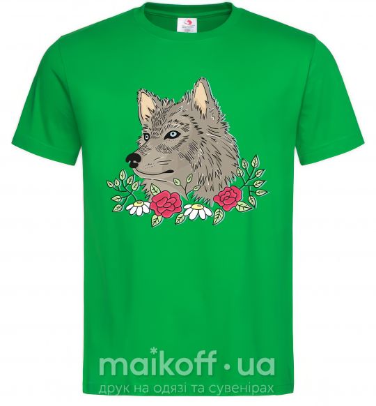 Чоловіча футболка Волк в цветах Зелений фото