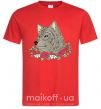 Чоловіча футболка Волк в цветах Червоний фото