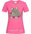 Женская футболка Волк в цветах Ярко-розовый фото