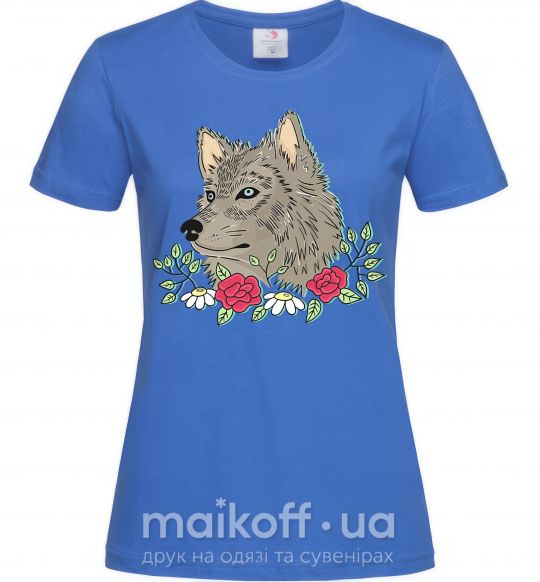 Женская футболка Волк в цветах Ярко-синий фото