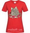 Женская футболка Волк в цветах Красный фото
