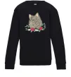 Детский Свитшот Вовк в квітах Черный фото