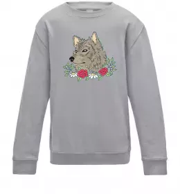 Детский Свитшот Вовк символ Серый меланж фото