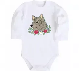 Детский боди Вовк символ Белый фото