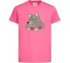 Детская футболка Вовк в квітах Ярко-розовый фото