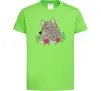 Детская футболка Вовк в квітах Лаймовый фото
