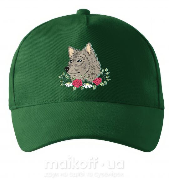 Кепка Волк в цветах Темно-зелений фото