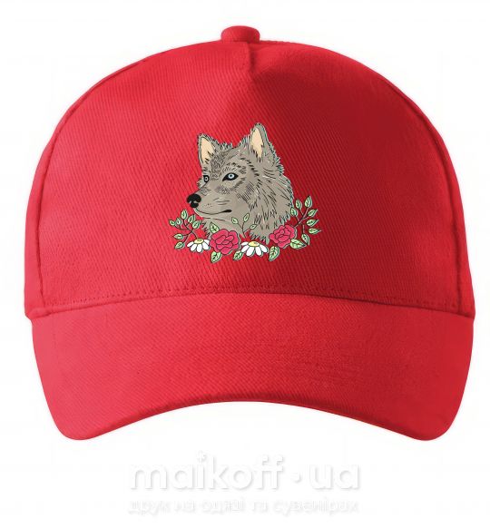Кепка Волк в цветах Червоний фото