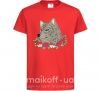 Детская футболка Волк в цветах Красный фото