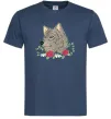 Мужская футболка Вовк в квітах Темно-синий фото