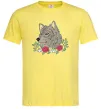 Мужская футболка Вовк в квітах Лимонный фото