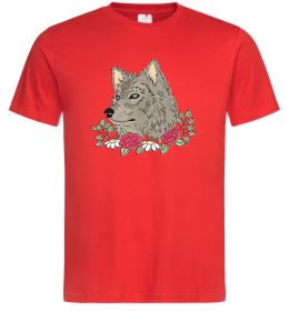 Мужская футболка Вовк в квітах