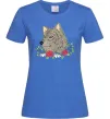 Жіноча футболка Вовк в квітах Яскраво-синій Жіноча футболка Вовк в квітах Яскраво-синій фото