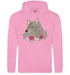 Чоловіча толстовка (худі) Вовк в квітах Рожевий фото