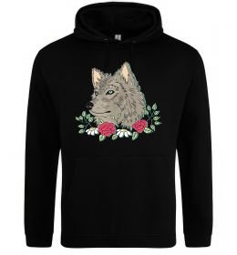 Чоловіча толстовка (худі) Вовк в квітах