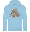 Жіноча толстовка (худі) Вовк в квітах Блакитний фото