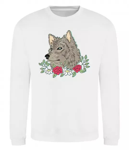 Свитшот Вовк в квітах Белый фото