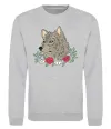 Свитшот Вовк в квітах Серый меланж фото