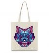 Эко-сумка Разноцветный волк Бежевый фото
