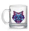 Чашка скляна Разноцветный волк Прозорий фото