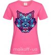 Жіноча футболка Разноцветный волк Яскраво-рожевий фото
