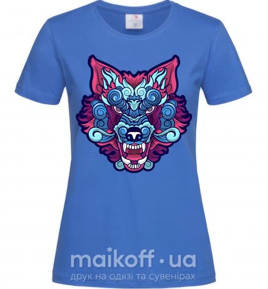 Жіноча футболка Разноцветный волк Яскраво-синій фото