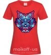 Жіноча футболка Разноцветный волк Червоний фото