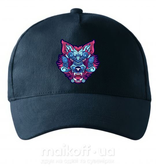 Кепка Разноцветный волк Темно-синий фото