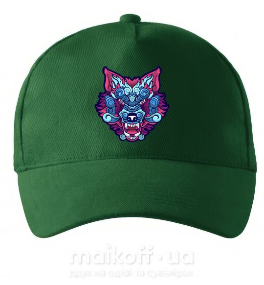 Кепка Разноцветный волк Темно-зеленый фото