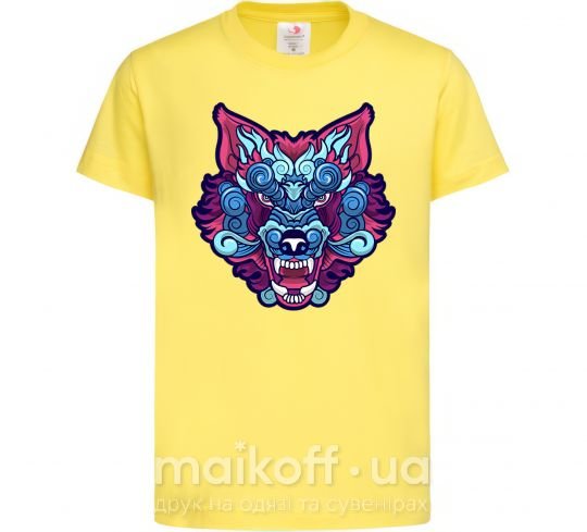 Детская футболка Разноцветный волк Лимонный фото