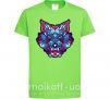 Детская футболка Разноцветный волк Лаймовый фото