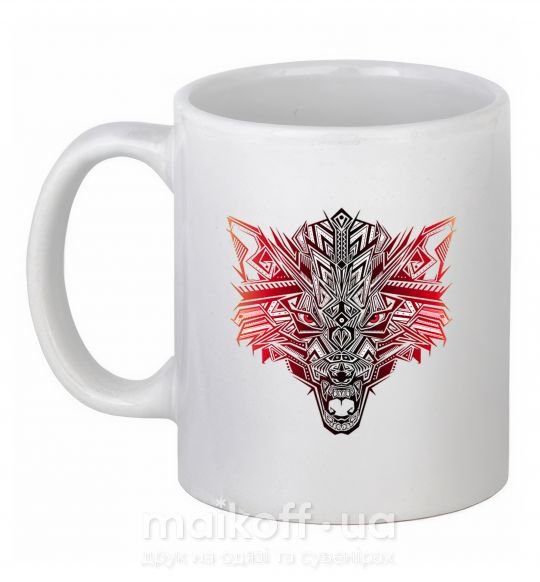 Чашка керамическая Рисунок волка градиент Белый фото