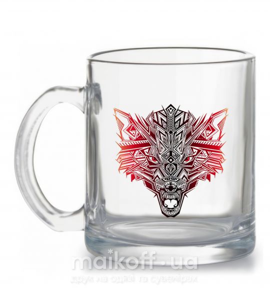 Чашка стеклянная Рисунок волка градиент Прозрачный фото
