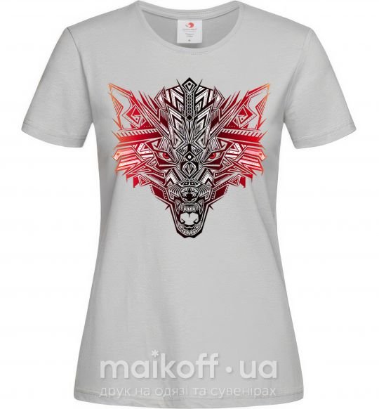 Женская футболка Рисунок волка градиент Серый фото