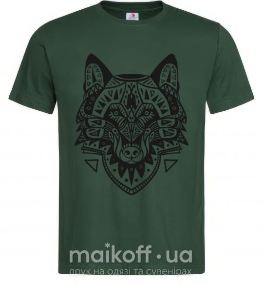 Мужская футболка Wolf drawing Темно-зеленый фото